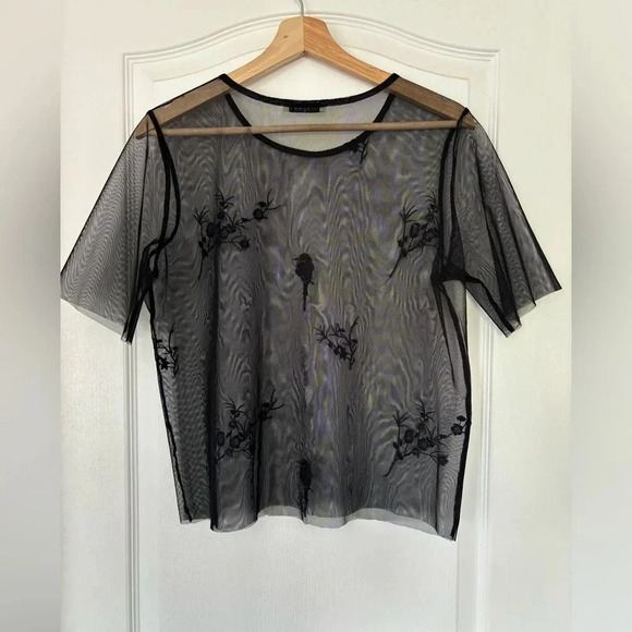 PIECES Sheer Embroidered Top - Picture 4 of 5